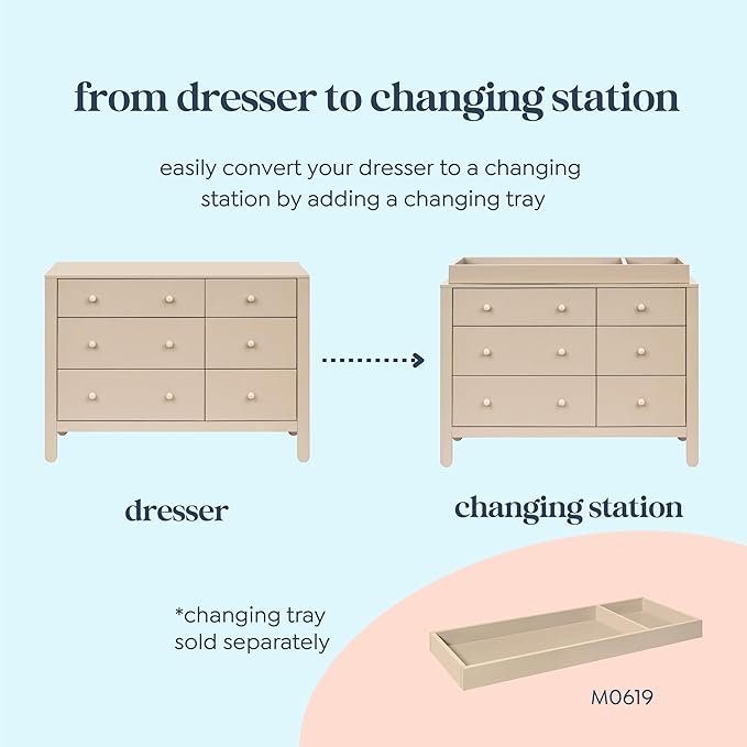 DaVinci Carter's Marisol 6-Drawer Dresser in Taupe/Washed Natural, GREENGUARD Gold Certified