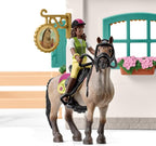 Schleich Horse Club - 85 PC Tack Room Stable Extension Toy Playset with Rider Sarah Action Figure, Horse Figurine and Accessories for Girls and Boys - Interactive, Realistic Kids Toys Ages 5+ | 42591