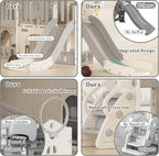 KORIMEFA Toddler Slide Set, 8 in 1 Kids Slide, Indoor Outdoor Slide for Toddlers Age 1-3, Toddler Playset with Basketball Hoop and Tunnel, Toddler Indoor Outdoor Playground