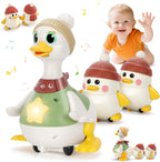 Hestiasko Dancing Duck Toy for Babies 6-36 Months, Musical Crawling & Tummy Time Toy Set with Magnetic, Learning Crawl Interactive Baby Toys for Toddlers 1-3 Birthday Easter Gifts for Boys Girls