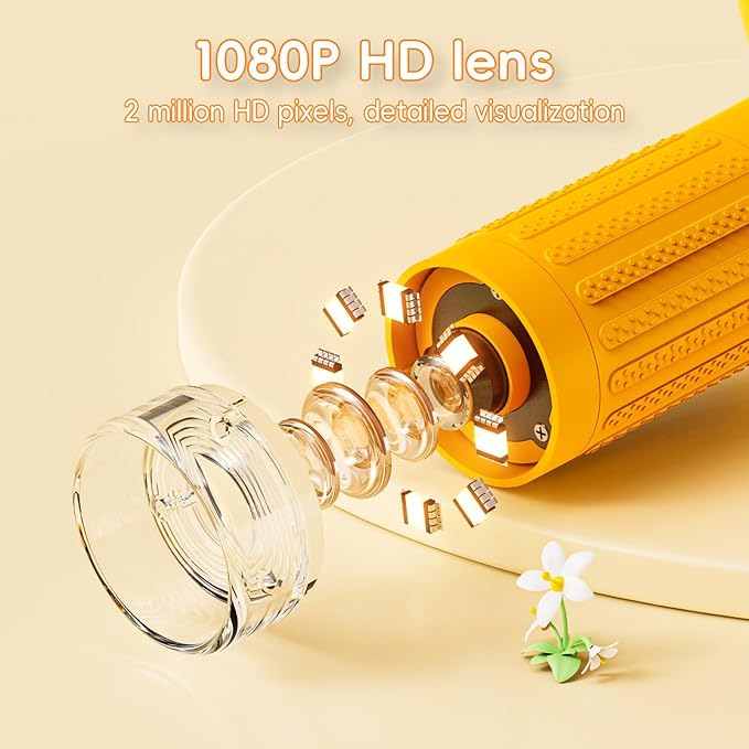 Microscope for Kids, 3'' Digital Handheld Kids Microscope with Adjustable Light, 1000X 1080P Pocket Portable Mini Micro Scope, Stem Toys for Ages 5-7 8-12 Teen Boys and Girls Educational Gifts, Orange