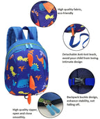 DB Dinosaur Toddler Mini Backpack with Leash, Children Kids Baby Harness Bookbag (Deep Blue)