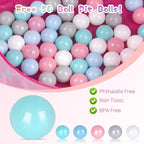 Baby Ball Pit for Toddler with 50 Balls, Pop Up Princess Tent with Star Lights for 1 2 3 Year Old Birthday Gift, 12-18 Months Baby Girl Toys with Carrying Bag, Indoor&Outdoor Play Tent for Kids