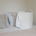 OrganiHaus White Laundry Basket 15x18, Cotton Rope Basket for Blankets, Tall Woven Baskets for Storage, Large Basket for Toys, Soft Blanket Holder Bin, Boho Blanket Basket for Living Room