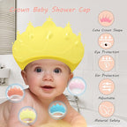 Baby Shower Cap Shield, Baby bath set shower cap, Visor Hat for Eye and Ear Protection for 0-9 Years Old Children,Cute Crown Shape Makes the Baby Bath More Fun (Yellow)
