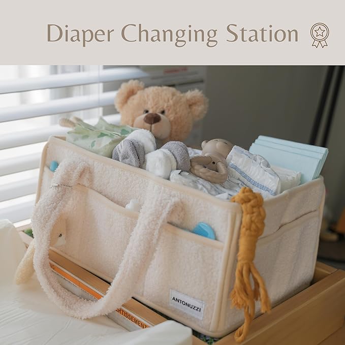 Baby diaper caddy organizer, nursery storage basket for wipes and diapers, Keep Nursery Organized, Gift for new mom.