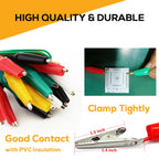 10PCS Premium Alligator Clips Electrical, 5 Colors Test Leads with Testing Probes, Crocodile Jumper Wires Cable with Alligator Clips for Electrical Testing, Circuit Connection, Electronic Experiments