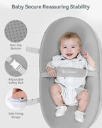 COMOMY Baby Changing Pad with Wipeable & Waterproof PU Cover, Contoured Diaper Changing Pad for Dresser with Non-Slip Safety Belt, Portable and Lightweight, Large Cushioned Foam, Gray