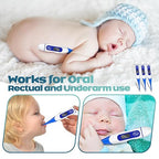 TrelaCo 64 Pcs Thermometer for Adults Digital Oral Thermometer for Fever Basal Body Fast Reading Flexible Tip for Underarm Rectal Mouth Temperature Measurement(Blue)