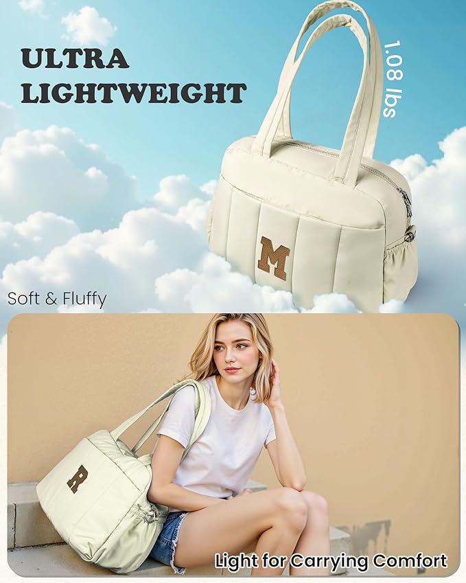 Duffle Bag for Travel Women, Travel Bags，Monogram Gifts-Initial Overnight Bag with Wet Pocket，Lightweight Weekender Bags Personalized Gym Tote with Makeup Pouch