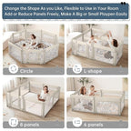 Baby Playpen,Large Play Pen for Babies and Toddlers with Door 79x71 Inch, Adjustable Playpen Non-Slip Suction Cups Base Safe and Sturdy, Indoor Outdoor Playard,Black