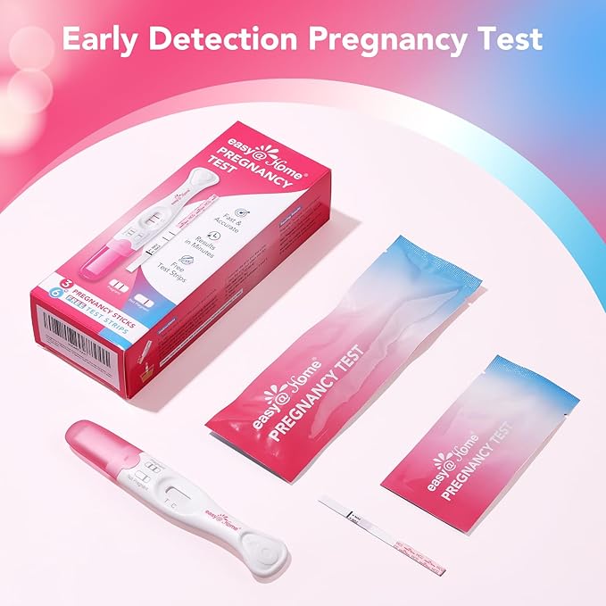 Easy@Home 9 Count Pregnancy Tests: 3 Early Detection Pregnancy Sticks & 6 Reliable Precise Pregnancy Test Strips - Instant Readings in Minutes | 9 Counts
