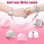 Toddlers Leash + Anti Lost Wrist Link Child Kids Safety Harness Kids Walking Wristband Assistant Strap Belt for Girl Pink Christmas Gift (PINK2)