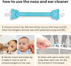 oogiebear BearPair FSA/HSA Eligible Silicone Bulb Baby Nasal Aspirator and Ear & Nose Syringe, Safely Sucks Snot and Removes Mucus, Cleanable and Reusable, Blue