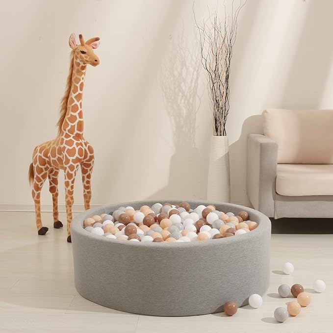 GOGOSO Balls for Ball Pit - Plastic Ball for Toddlers 1-3, Baby Kids Ball Pool Decoration 50 100 200 300 500 1000 (Grey+Coffee+ Beige+White, 200 Balls)