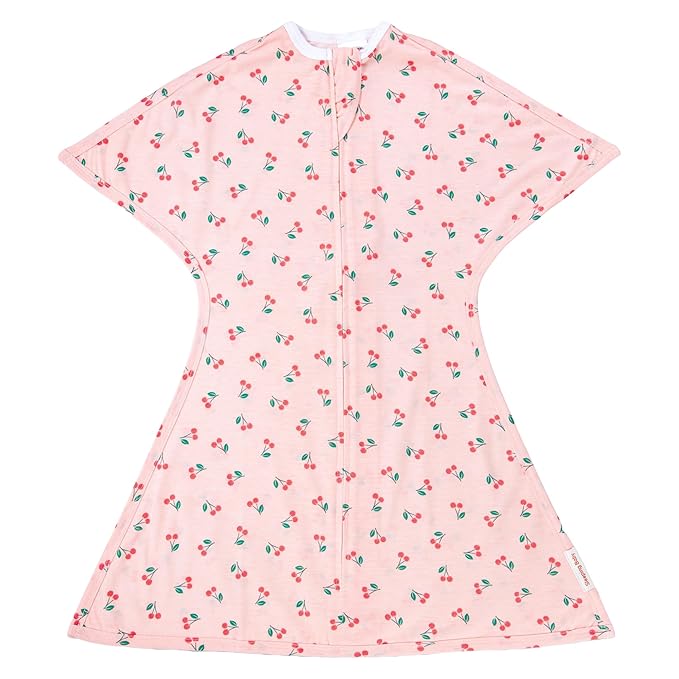 SleepingBaby Zipadee-Zip Transition Swaddle - Cozy Baby Swaddle Blanket with Zipper Convenience - Roomy Wearable Blanket for Easy Diaper Changes - Cherries, X-Small (3-6 Month)