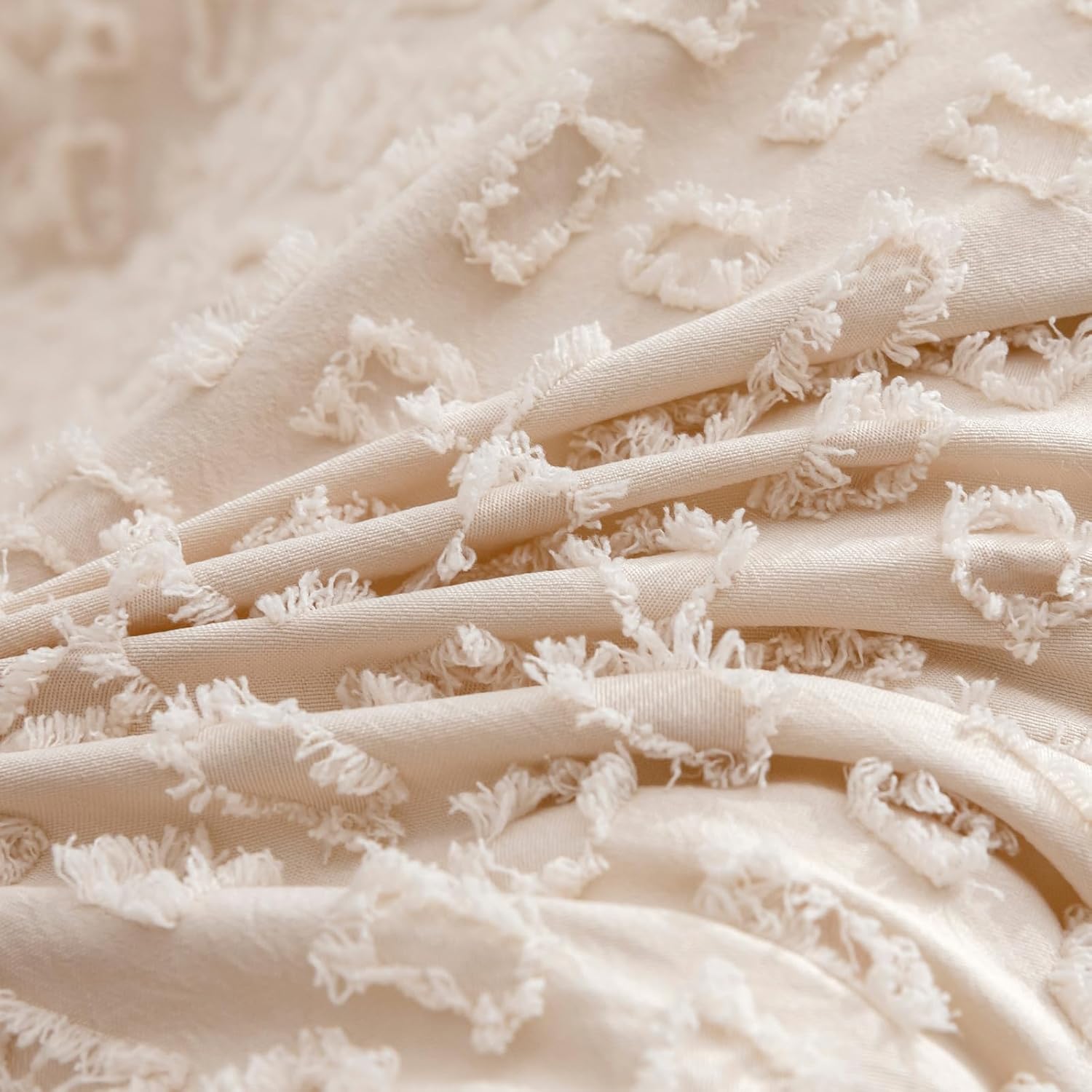 Cokouchyi 3 Piece Bedding Set for Boy Girls, Jacquard Tufted Geometric Crib Set, Includes Skirt, Blanket and Sheet, Baby Bedding, Beige