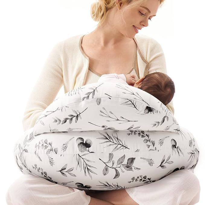 Momcozy Pioneering Safety Fence Nursing Pillow for Breastfeeding- Wider Feeding Pillows for More Support for Mom & Baby- Easier Nursing & Hand Free- Fit for All, Removable Cotton Cover