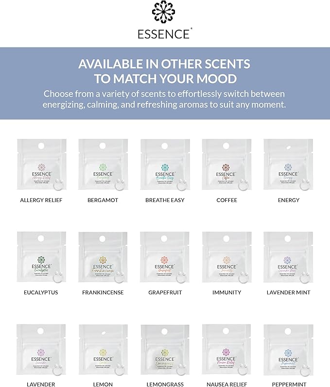 Essence Wearable Aromatherapy Nasal Diffuser – Energy Blend Essential Oil Nose Ring – Personal Scent Clip for Travel, Work & Everyday Use – Made in USA