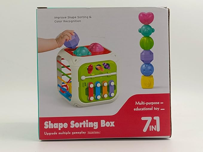 AiTuiTui Multifunction Baby Sensory Activity Cube Toys for 12 18 Months, Shape Sorter Early Learning Educational Interactive Toys for Toddlers 1 2 Year Old Boy Girl, 1st Birthday Gifts