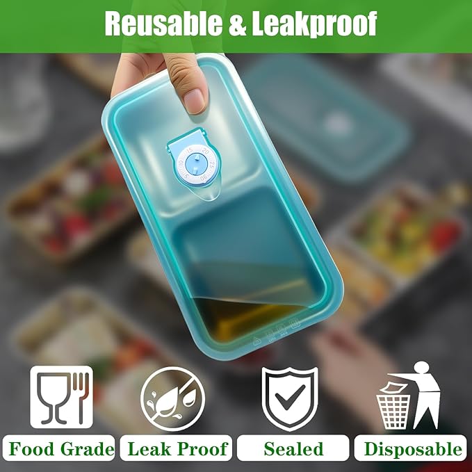 Stainless Steel Snack Containers with Lids - condiment containers with lids, reusable double compartment snack containers, Grab and Go Snack Containers Dishwasher Safe for School, Work, travel