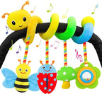 FPVERA Car Seat Toys for Babies 0-6 Months Upgraded Version Spiral Car Seat & Stroller Activity Toy, Soft Plush Hanging Toys with Rattles, Best Gift for Ages 0 and Up