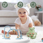 Baby High Chair Suction Toys Teething Chew - Baby Table Toys, Teething Toys Silicone Teethers, Food Grade Silicon for 6 12 18 Months (Green Blue)