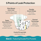 The Honest Company Clean Conscious Diapers for Delicate Skin | Up to 100% Leakproof | Hypoallergenic, Fragrance Free | Gender Neutral | Club Box, Size 2 (12-18 lbs), 72 Count (Prints May Vary)