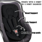 Infant Car Seat Insert Head and Body Support, GFU Reversible Newborn Insert for Carseat with Strap Pads, Soft Stroller Cushion Pillow Insert for Boys and Girls, Fits for Stroller, Swing, Black
