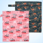 2pcs Travel Waterproof Laundry Bag, Cloth Diaper Wet Dry Bags with Handle & 2 Zipper Pockets, Reusable Washable Dirty Clothes Bag for Baby Adult Travelling Hanging, Bathing Beach Pool Daycare