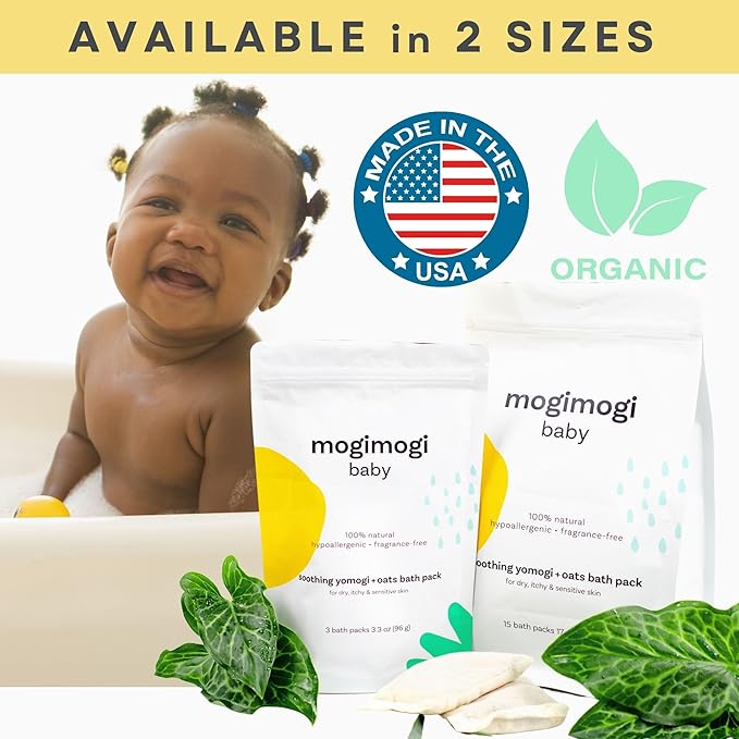 Organic Oatmeal Bath Soak for Baby, Kids & Sensitive Skin – Washes & Soothes Eczema, Diaper Rash, and Dry Itchy Skin – Soap Free, 100% Natural & Fragrance-Free, 3 Packs – Made in USA by mogimogi baby