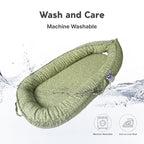 Infant Lounger, Baby Nest Cover for Baby Girls & Boys, Newborn Essentials for Baby 0-18+ Months, 100% Cotton Breathable (Green_Wonder, Cotton_Muslin)