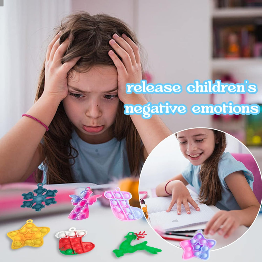 36Pcs Christmas Mini Keychain Bubble Squeeze Sensory Fidget Toys, Valentines Day Gifts for Kids Mini Fidg et Toys for Kids Adults Best Gift for Children's Party Favor