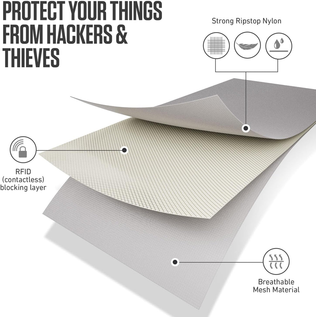 VENTURE 4TH Passport Holder Neck Wallet with RFID Blocking Nylon Lining - Hidden Neck Pouch for Travel (Sleek Silver)