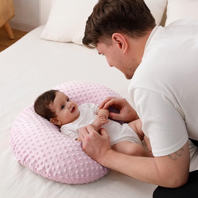 Baby Nursing Pillow and Body Positioner with Premium Slipcover for Breastfeeding for Baby Boys and Girls, Feeding Pillow with Breathable Comfortable Pillowcase (Blushing Bride)