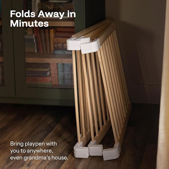 HARPPA Baby Gate Playpen Wooden Playpen for Babies and Toddlers Large Play Yards Baby Fence Play Area 56 x 56 x 24 inch