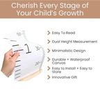 Growth Chart for Wall | Kids Height Chart Canvas Ruler with Wooden Storage Box | Waterproof Measuring Chart | Nursery Decor & Baby Shower Gift