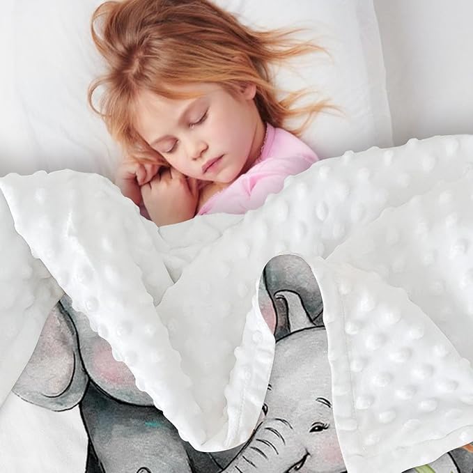 Custom Name Baby Blanket for Girls, Personalized Flannel Blanket with Dotted Backing, Soft and Cozy Swaddle Blanket for Infants and Toddlers, Elephant Love Theme