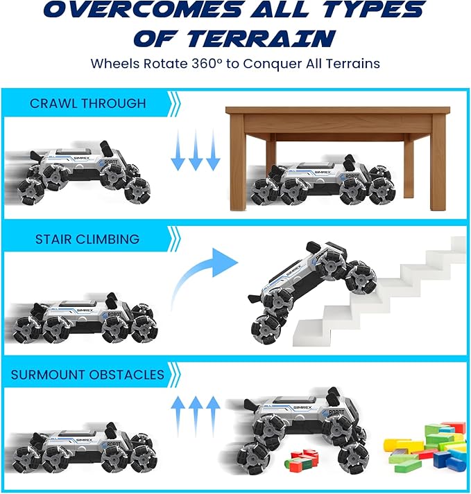 Robot Dog RC Stunt Car Toys - Gesture Sensing Remote Control car with Mecanum Wheels, LED Eyes, 3 Sound Effects, Birthday Gift for Kids Boys Girls