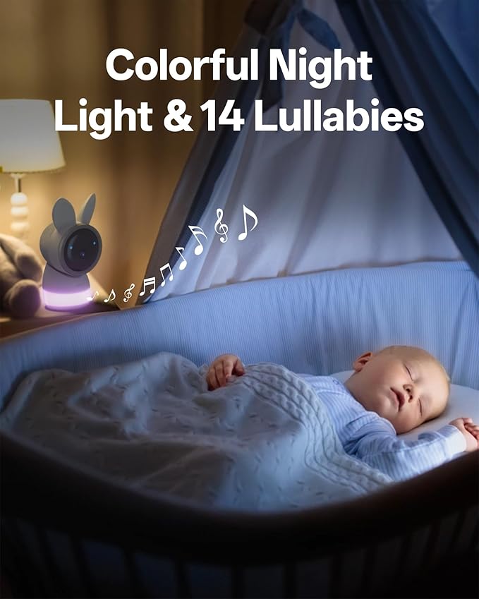 ARENTI Baby Monitor, Cry & Motion Detection, 2K Smart Baby Camera with 5-Inch Upgraded Wireless Display, Two Way Audio, Super Night Vision, Temp & Humidity Sensor, Lullabies