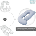 MOON PARK Pregnancy Pillows for Sleeping - U Shaped Full Body Maternity Pillow with Removable Cover - Support for Back, Legs, Belly, HIPS - 65 Inch - Grey