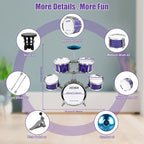 M SANMERSEN Kids Toys Jazz Drum Set - Upgraded Rock Drum Kit with Stool Musical Instruments Educational Birthday Christmas Toys Gifts for Toddlers Child Boys Girls Aged 3 4 5 6 7 8 Year Old