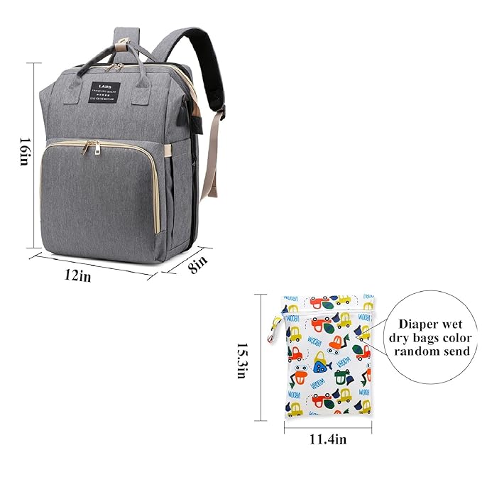 Diaper Bag with Changing Station,Baby Diaper Bag Backpack,7 in 1 Travel Diaper Bag,Baby Bag Mommy Bag With USB Charging Port (Grey)