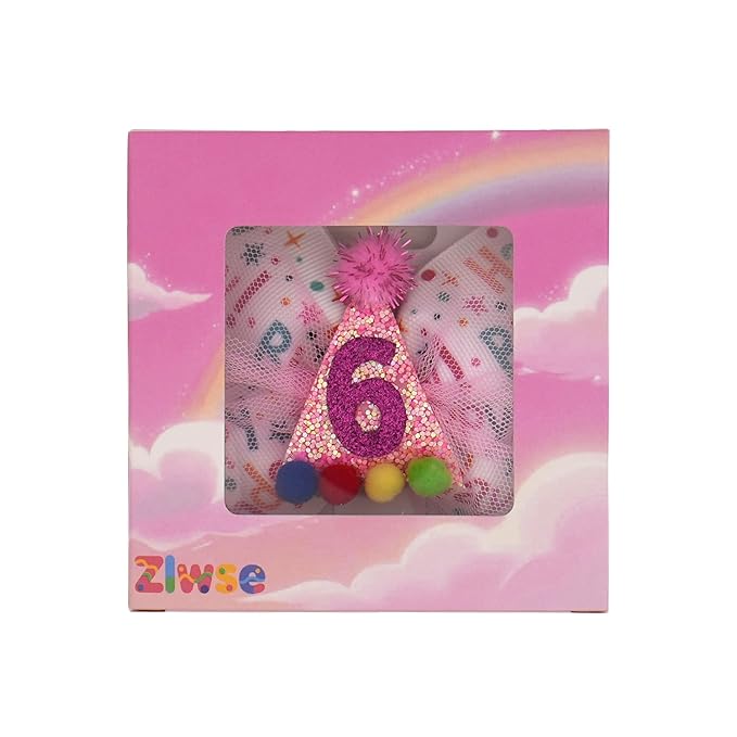 Birthday Hair Bow for Baby Girls 1 2 3 4 5 6 Years Sprinkle Decorations Party Hair Accessories for Six 6th Birthday Glitter Confetti Ice Cream