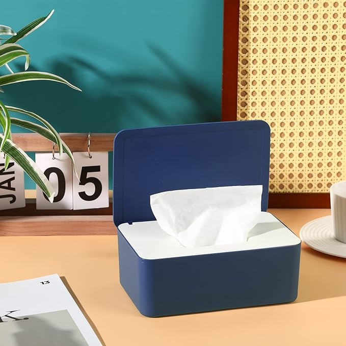 NOVWANG Wipes Dispenser, Baby Wipe Holder, Keeps Wipes Fresh, Refillable Wipe Container Baby Wipes Case for Bathroom Wipes Pouch Case, Deep Blue