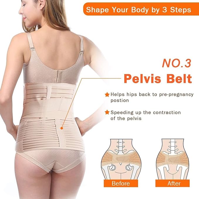 TiRain 3 in 1 Postpartum Belly Support Recovery Belly/Waist/Pelvis Belt C Section Postpartum Belly Wrap Band Corset waist trainer