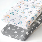 BROLEX Changing Pad Covers for Baby: Boy Girls Ultra Stretchy Soft 2 Pack Rainbow&Stars