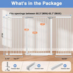 60.2"-65.7" Baby Gates Extra Wide, 40.5" Tall Dog Gate Indoor, Walk Through Pet Gates for Doorways Kitchen No Drilling Auto Close Pressure Mounted Safety Child Toddler Gate, White