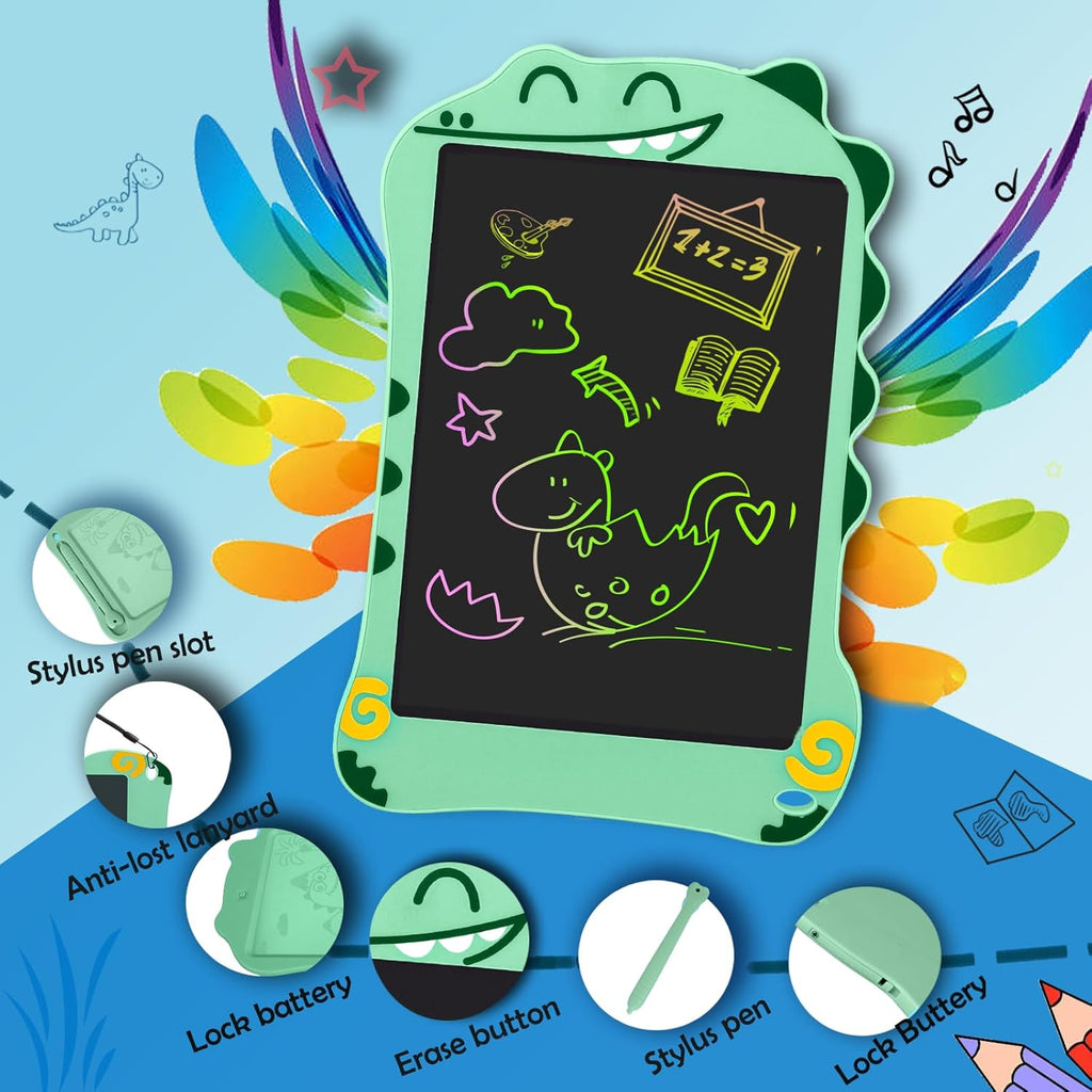 LCD Doodle Board Dinosaur Writing Tablet for Kids Toys, 8.5 Inch Colorful Todder Drawing Pad for Educational Learning Gift in Christmas Birthday Suitable for 3 4 5-8 Years Old Boys Girls (Green)