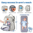 PILLANI Baby Diaper Bag Backpack - Large Bag for Boys & Girls, Waterproof Diaper Backpack - Travel Diaper Bags w/Changing Pad, Baby Registry Search & Shower Gifts - Essentials Must Haves Newborn Stuff